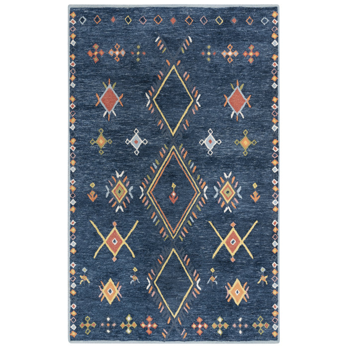 Dakota Fields Southwestern Handmade Tufted Wool Blue Area Rug & Reviews